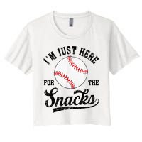Funny Fantasy Baseball League I’m Just Here For The Snacks Women's Crop Top Tee