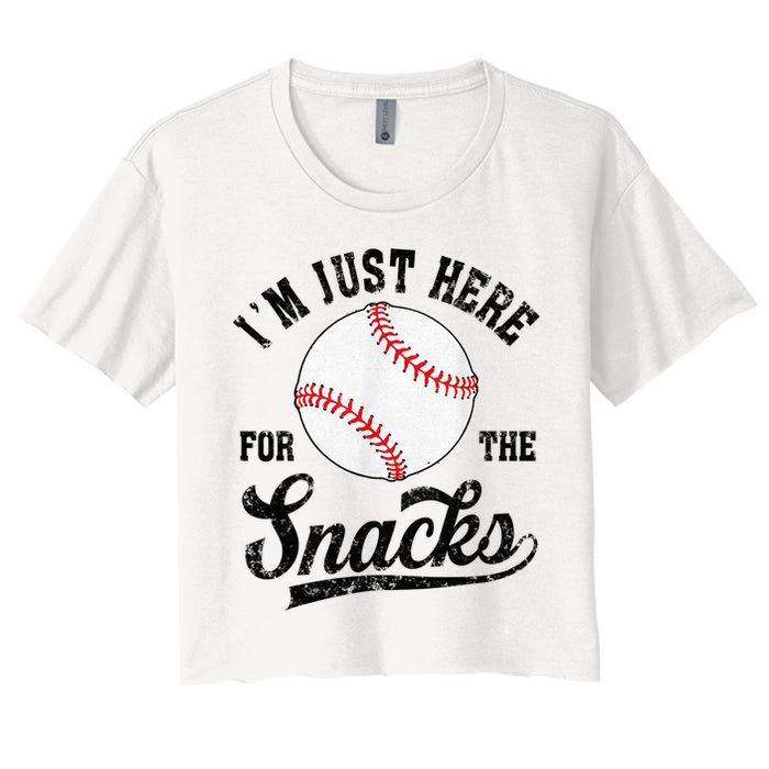 Funny Fantasy Baseball League I’m Just Here For The Snacks Women's Crop Top Tee
