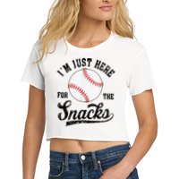 Funny Fantasy Baseball League I’m Just Here For The Snacks Women's Crop Top Tee