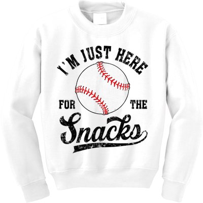 Funny Fantasy Baseball League I’m Just Here For The Snacks Kids Sweatshirt