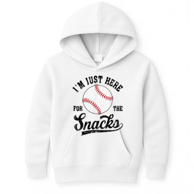 Funny Fantasy Baseball League I’m Just Here For The Snacks Kids Hoodie