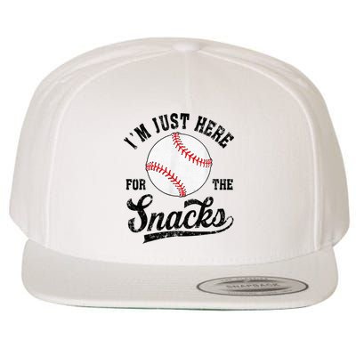 Funny Fantasy Baseball League I’m Just Here For The Snacks Wool Snapback Cap