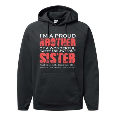 Funny for Brother of the Great Sister Birthday Clothing  Performance Fleece Hoodie