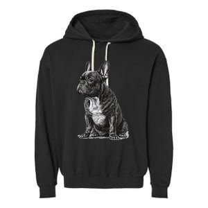 Funny French Bulldog Frenchie Black And White Garment-Dyed Fleece Hoodie