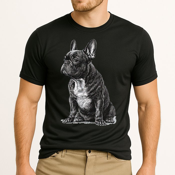 Funny French Bulldog Frenchie Black And White Cooling Performance Crew T-Shirt