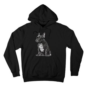 Funny French Bulldog Frenchie Black And White Hoodie