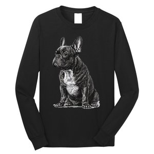 Funny French Bulldog Frenchie Black And White Long Sleeve Shirt