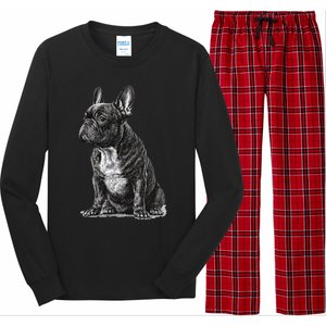 Funny French Bulldog Frenchie Black And White Long Sleeve Pajama Set