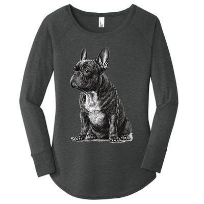 Funny French Bulldog Frenchie Black And White Women's Perfect Tri Tunic Long Sleeve Shirt
