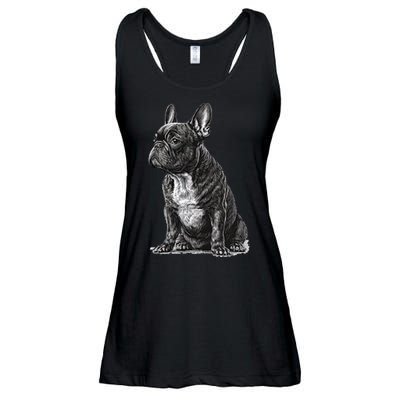 Funny French Bulldog Frenchie Black And White Ladies Essential Flowy Tank