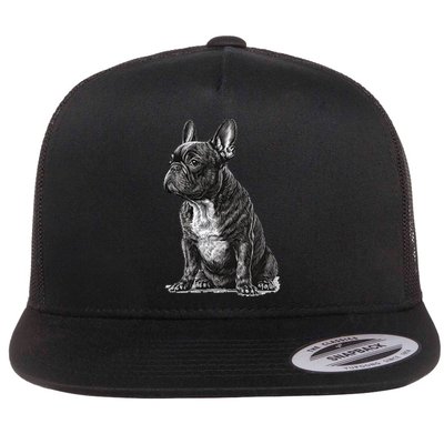 Funny French Bulldog Frenchie Black And White Flatbill Hat