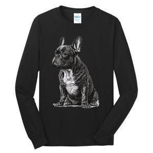 Funny French Bulldog Frenchie Black And White Tall Long Sleeve T-Shirt