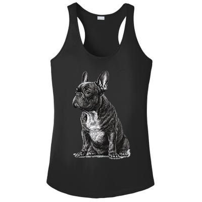 Funny French Bulldog Frenchie Black And White Ladies PosiCharge Competitor Racerback Tank