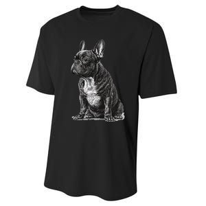 Funny French Bulldog Frenchie Black And White Performance Sprint T-Shirt