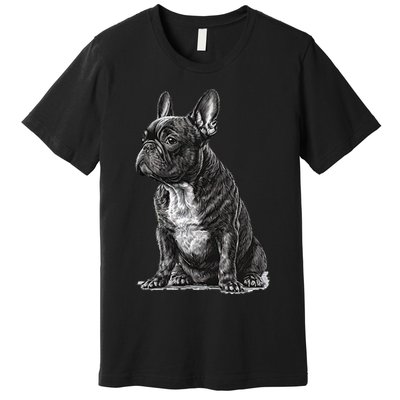Funny French Bulldog Frenchie Black And White Premium T-Shirt