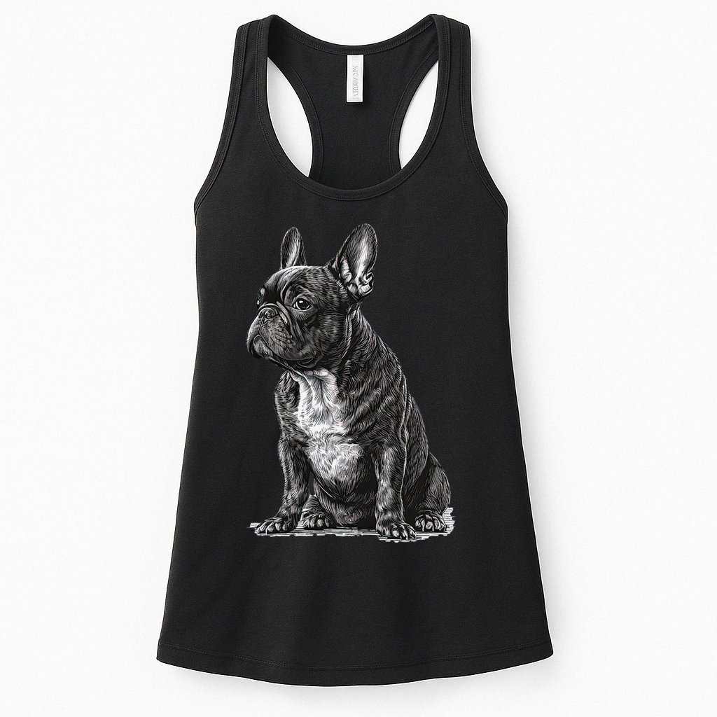 Funny French Bulldog Frenchie Black And White Womens Tank Top