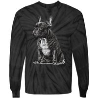 Funny French Bulldog Frenchie Black And White Tie-Dye Long Sleeve Shirt