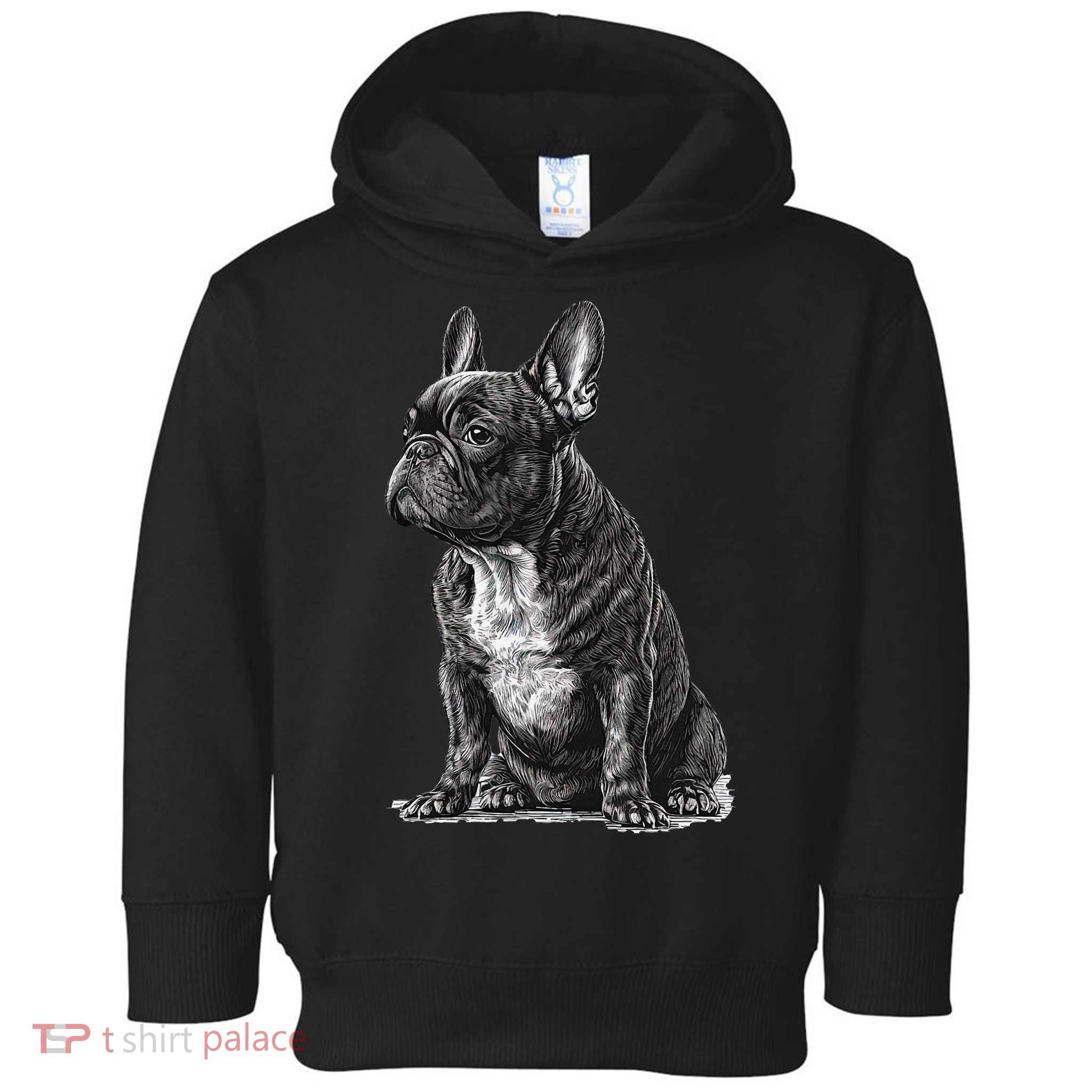Funny French Bulldog Frenchie Black And White Toddler Hoodie