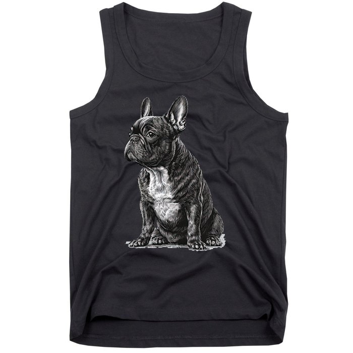 Funny French Bulldog Frenchie Black And White Tank Top