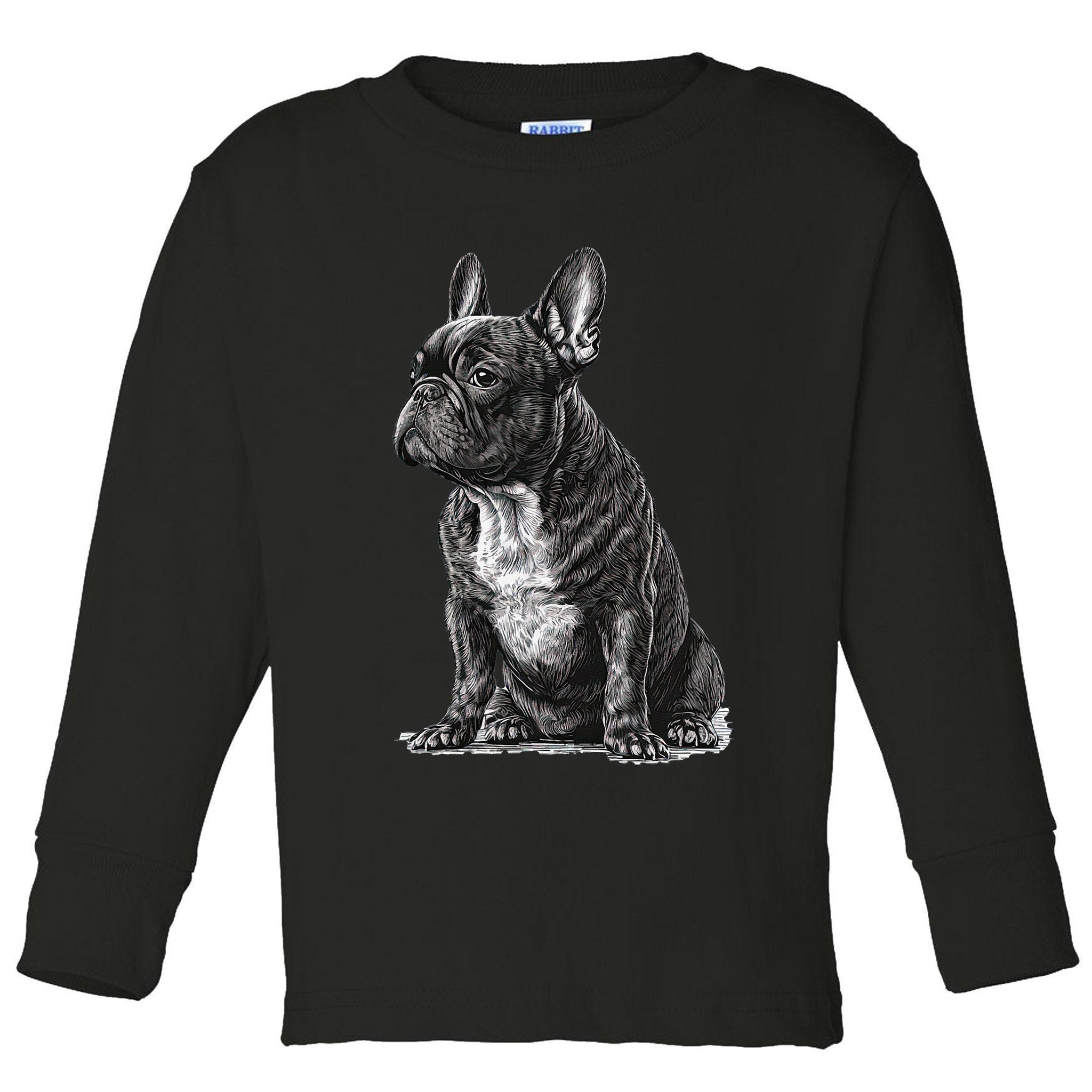 Funny French Bulldog Frenchie Black And White Toddler Long Sleeve Shirt