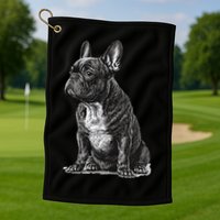 Funny French Bulldog Frenchie Black And White Golf Towel