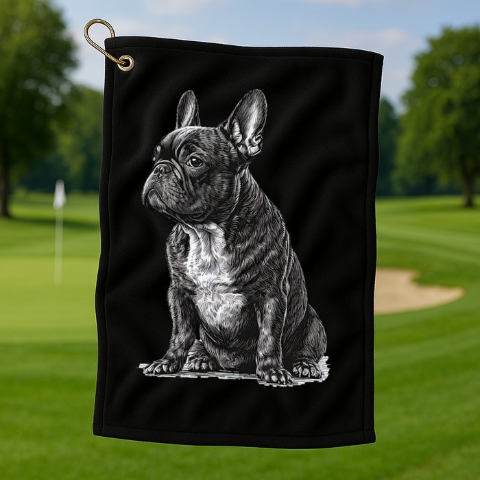 Funny French Bulldog Frenchie Black And White Golf Towel