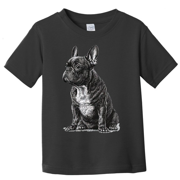 Funny French Bulldog Frenchie Black And White Toddler T-Shirt