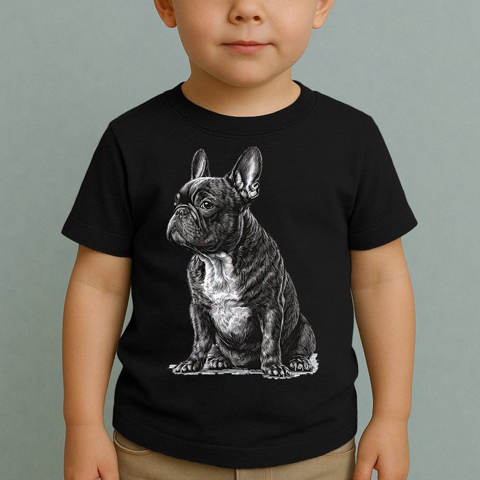 Funny French Bulldog Frenchie Black And White Toddler T-Shirt