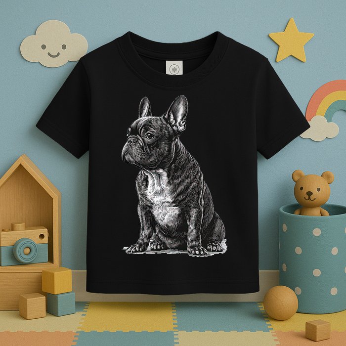 Funny French Bulldog Frenchie Black And White Toddler T-Shirt