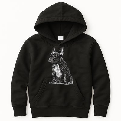 Funny French Bulldog Frenchie Black And White Kids Hoodie