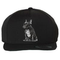 Funny French Bulldog Frenchie Black And White Wool Snapback Cap
