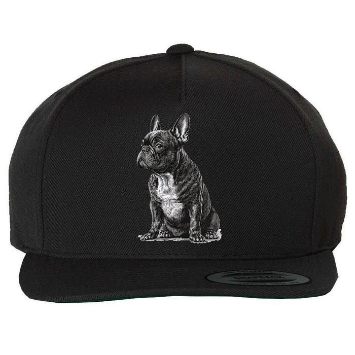 Funny French Bulldog Frenchie Black And White Wool Snapback Cap