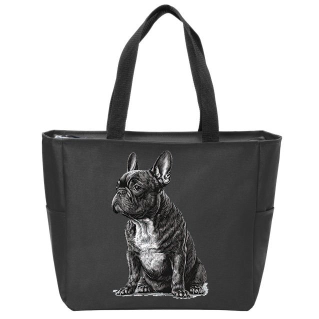 Funny French Bulldog Frenchie Black And White Zip Tote Bag
