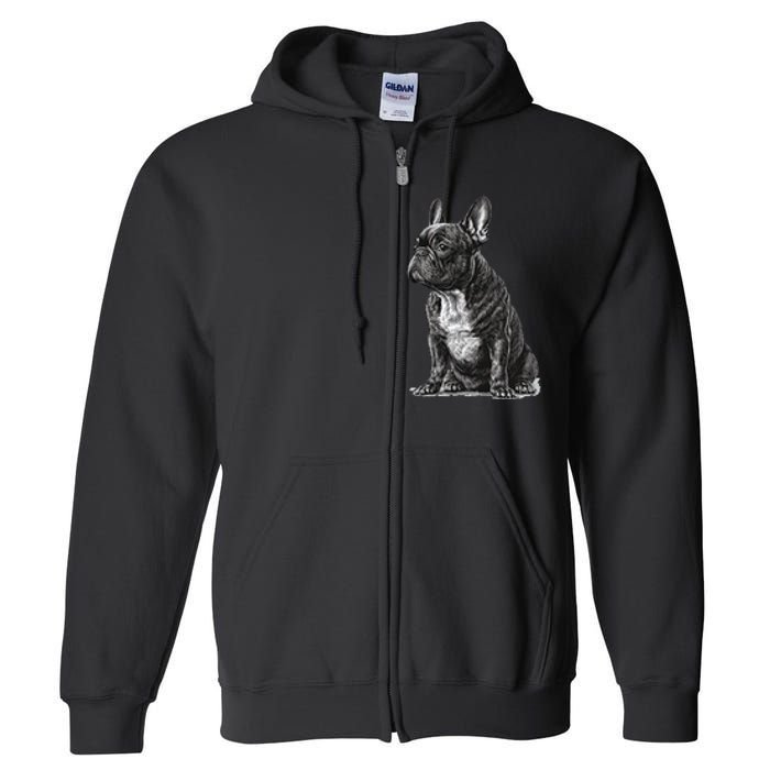 Funny French Bulldog Frenchie Black And White Full Zip Hoodie