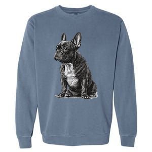 Funny French Bulldog Frenchie Black And White Garment-Dyed Sweatshirt