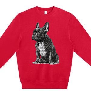 Funny French Bulldog Frenchie Black And White Premium Crewneck Sweatshirt