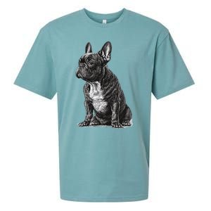 Funny French Bulldog Frenchie Black And White Sueded Cloud Jersey T-Shirt