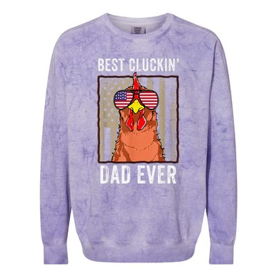 Funny Farm Best Cluckin' Dad Ever Chicken Colorblast Crewneck Sweatshirt