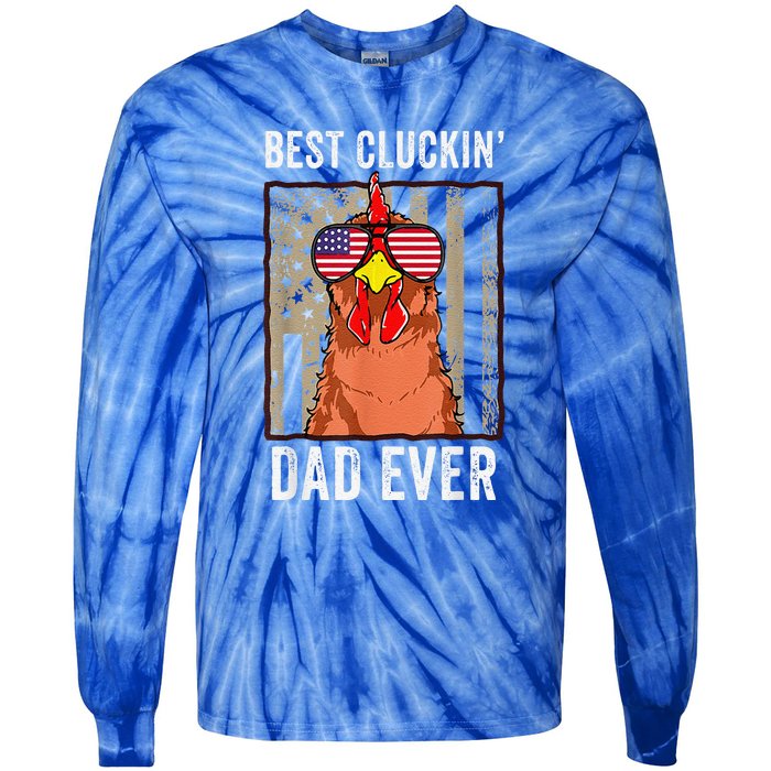 Funny Farm Best Cluckin' Dad Ever Chicken Tie-Dye Long Sleeve Shirt