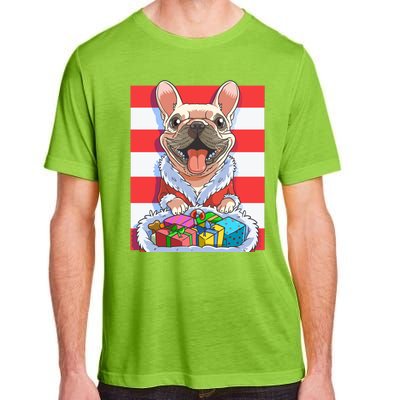 Funny French Bulldog Santa Claus Christmas Xmas Candy Cane Gift Adult ChromaSoft Performance T-Shirt