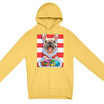 Funny French Bulldog Santa Claus Christmas Xmas Candy Cane Gift Premium Pullover Hoodie