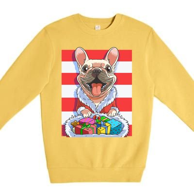 Funny French Bulldog Santa Claus Christmas Xmas Candy Cane Gift Premium Crewneck Sweatshirt