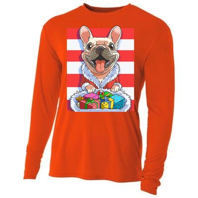 Funny French Bulldog Santa Claus Christmas Xmas Candy Cane Gift Cooling Performance Long Sleeve Crew