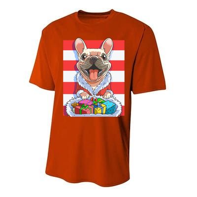 Funny French Bulldog Santa Claus Christmas Xmas Candy Cane Gift Performance Sprint T-Shirt