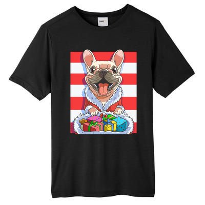 Funny French Bulldog Santa Claus Christmas Xmas Candy Cane Gift Tall Fusion ChromaSoft Performance T-Shirt