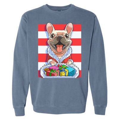 Funny French Bulldog Santa Claus Christmas Xmas Candy Cane Gift Garment-Dyed Sweatshirt