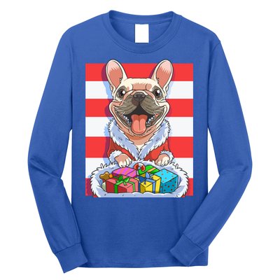 Funny French Bulldog Santa Claus Christmas Xmas Candy Cane Gift Long Sleeve Shirt