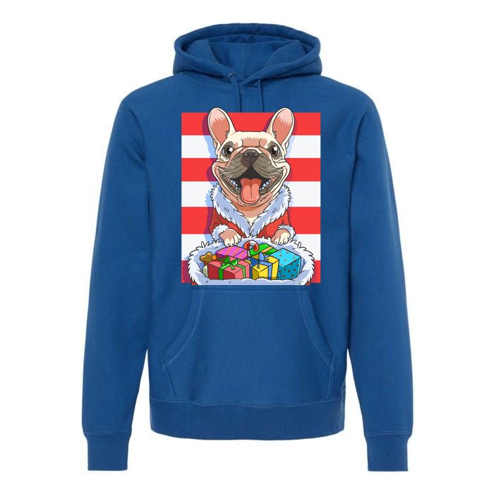 Funny French Bulldog Santa Claus Christmas Xmas Candy Cane Gift Premium Hoodie