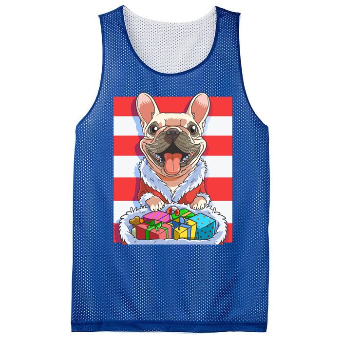 Funny French Bulldog Santa Claus Christmas Xmas Candy Cane Gift Mesh Reversible Basketball Jersey Tank