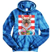 Funny French Bulldog Santa Claus Christmas Xmas Candy Cane Gift Tie Dye Hoodie